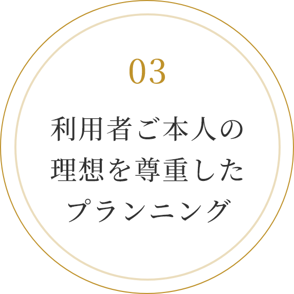 利用者ご本人の理想を尊重したプランニング